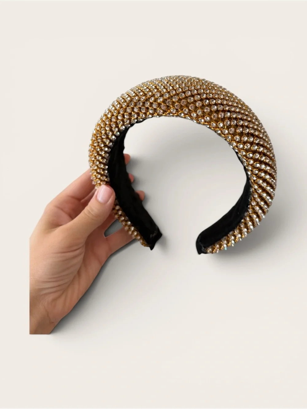 Zara Gold Crystal Embellished Padded Headband